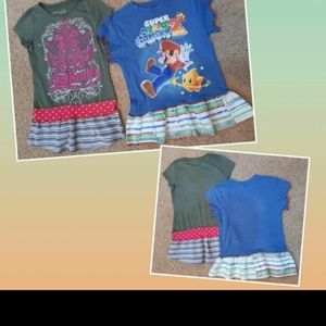 Lot 2 upcycled artsy tunics girls 12 Mario & tattoo